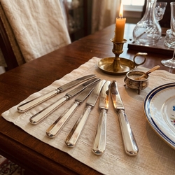 6 zilveren  dinermessen Haags lofje zilver Van Kempen & Begeer