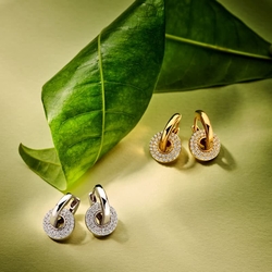 Verguld zilveren creolen ronde zirkonia oorbedel 17 mm