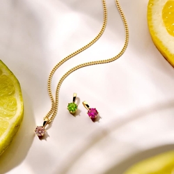 Gouden geboortesteen hanger met zirkonia 9mm