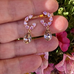 Spark verguld zilveren Gamberi oorbellen Vintage roze Swarovski crystals