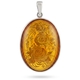 Zilveren hanger barnsteen bloemen gegraveerd 41 x 31 mm ovaal