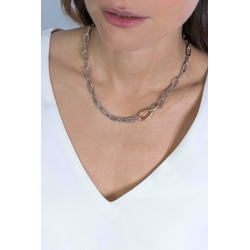 Zinzi zilveren collier bicolor paperclip schakel verguld slot zic2106