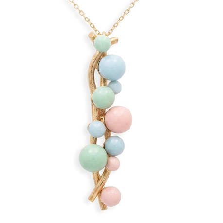 Verguld zilveren hanger met gekleurd porselein Bruno da Rocha