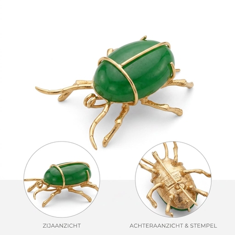 Bruno da Rocha verguld zilveren broche scarabee met jade