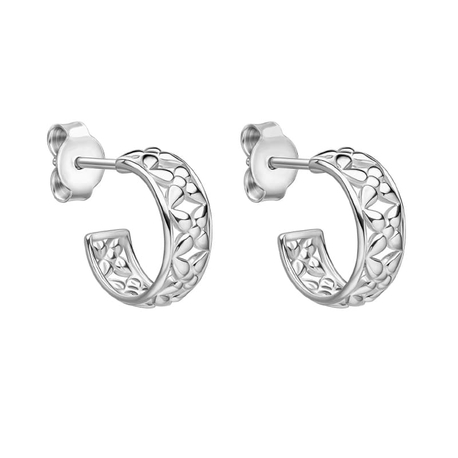 Laura Ashley zilveren steekcreolen Hartley Check Hoop