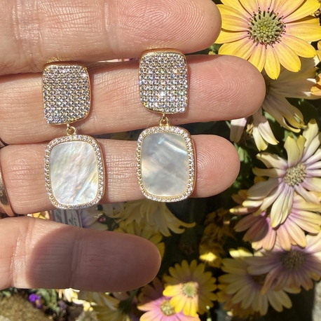 Lelune verguld zilveren oorbellen met parelmoer en zirkonia