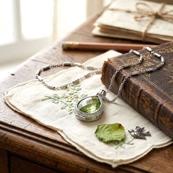 MY iMenso sieraden Goccia medaillon groene steen cilindro ketting