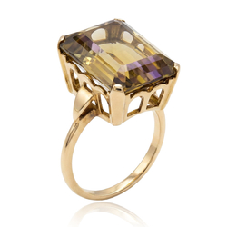 Vintage 9krt ring met kwarts