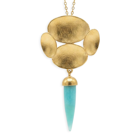 verguld zilver Collier met amazoniet hanger Bruno da Rocha