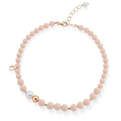Lelune roséverguld zilveren collier met roze koraalpasta en zoetwaterparel lgnk424