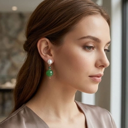 Lelune roséverguld zilveren oorbellen groen spinel en groen jade lgea533.1