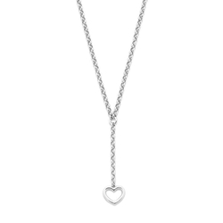 Zilveren y-collier met hartje 42-45 cm