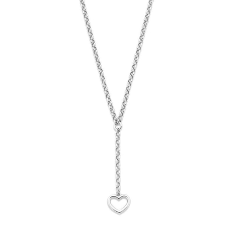 Zilveren y-collier met hartje 42-45 cm