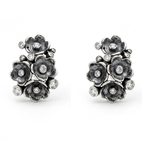 GL Timeless zilveren oorbellen bloemen met Swarovski kristallen v070942