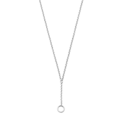 Zilveren y-collier met rondje 42-45 cm