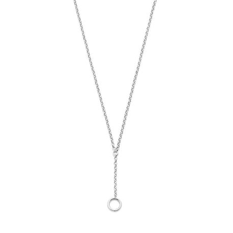 Zilveren y-collier met rondje 42-45 cm