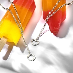Zilveren y-collier met hartje 42-45 cm