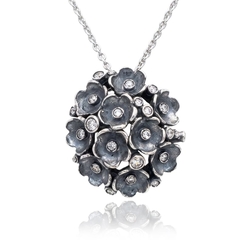 Timeless Classics by Gl zilveren collier met bloemen hanger 025148