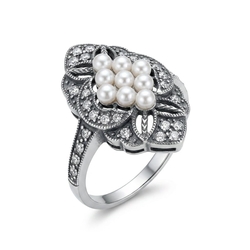 Timeless Classics by Gl zilveren ring met crystal parels en kristallen 015592