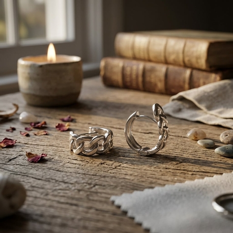 Zilveren creolen open vorm gourmetschakel Home Collection