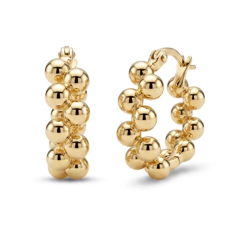 Verguld zilveren creolen bolletjes 19 x 6 mm