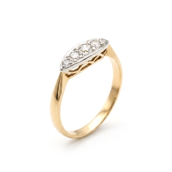 Antieke18krt gouden ring 3 oudslijpsel diamanten ±0.20ct