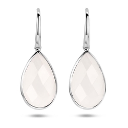 Zilveren oorhangers wit agaat