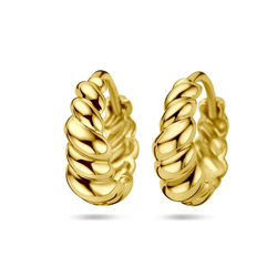 14k geelgouden gevlochten klapcreolen 14,5 mm
