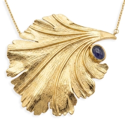 Collier groot gingko blad met ioliet Bruno da Rocha 33,2 gr.