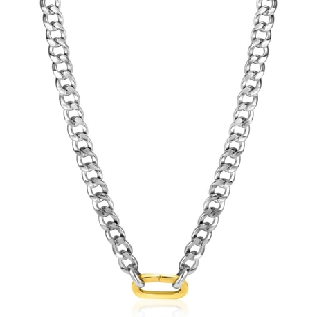 ZINZI zilveren gourmet collier met vergulde connector ZIC2378