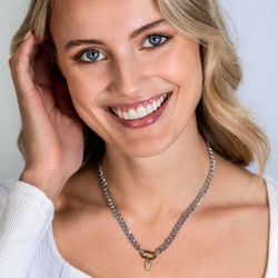 ZINZI zilveren gourmet collier met vergulde connector ZIC2378