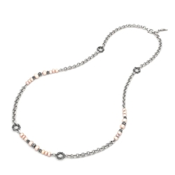 Giovanni Raspini zilveren collier blossom long roze parels 11936