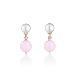 Lelune roséverguld zilveren oorbellen roze LGEA540.4