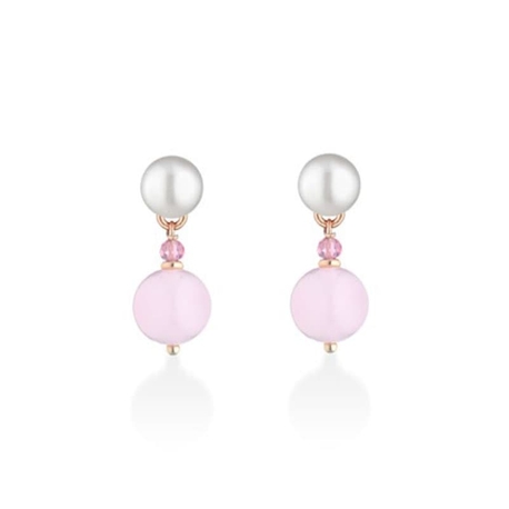Lelune roséverguld zilveren oorbellen roze LGEA540.4