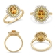 Gouden ring peridot, citrien en diamant