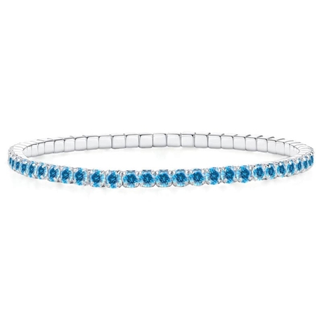 Zilveren rekarmband blauw zirkonia