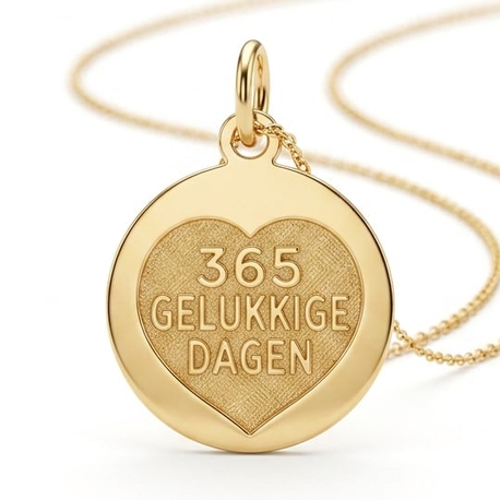 Vintage 14 krt gouden hanger 365 gelukkige dagen