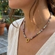 Gekleurd zoetwaterparel collier verguld zilver slot