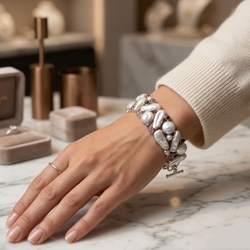 Zilveren armband met parels en toermalijn