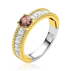 Zinzi bicolor zilveren ring bruin ZIR2880