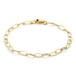 9k gouden schakel s ovaal armband 4,0 mm breed x 18,5 cm