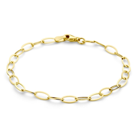 9k gouden schakel s ovaal armband 4,0 mm breed x 18,5 cm