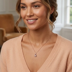 Elements Gold  Morganite Teardrop Pendant With Diamonds in 9ct Rose Gold