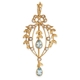 Verguld zilveren hanger met blauw topaas en pareltjes