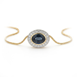 14krt gouden hanger london blue topaas en diamantjes