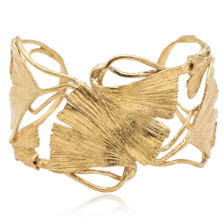 Vergulde zilveren armband met Ginkgo blaadjes - vooraanzicht