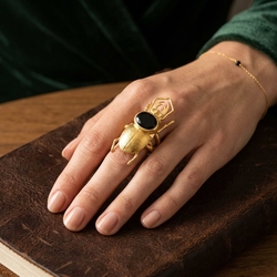 Bruno da Rocha verguld zilveren ring scarabee kever met onyx