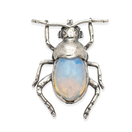Bruno da Rocha zilveren broche kever met opaline