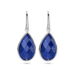 Zilveren oorhangers lapis lazuli 3,3 cm 