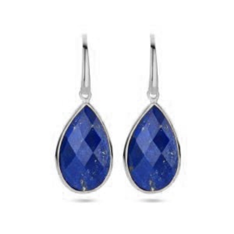 Zilveren oorhangers lapis lazuli 3,3 cm 